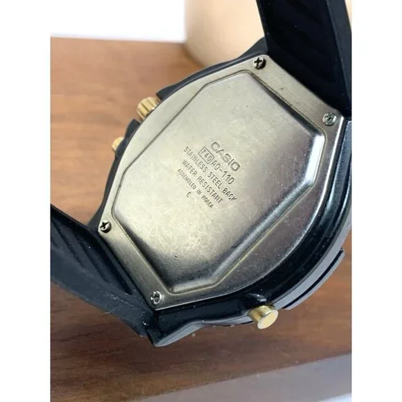 Casio Men's Watch AQ-110 Quartz Analog Digital Alarm 44mm 740 Black Rubber USED - Picture 6 of 14